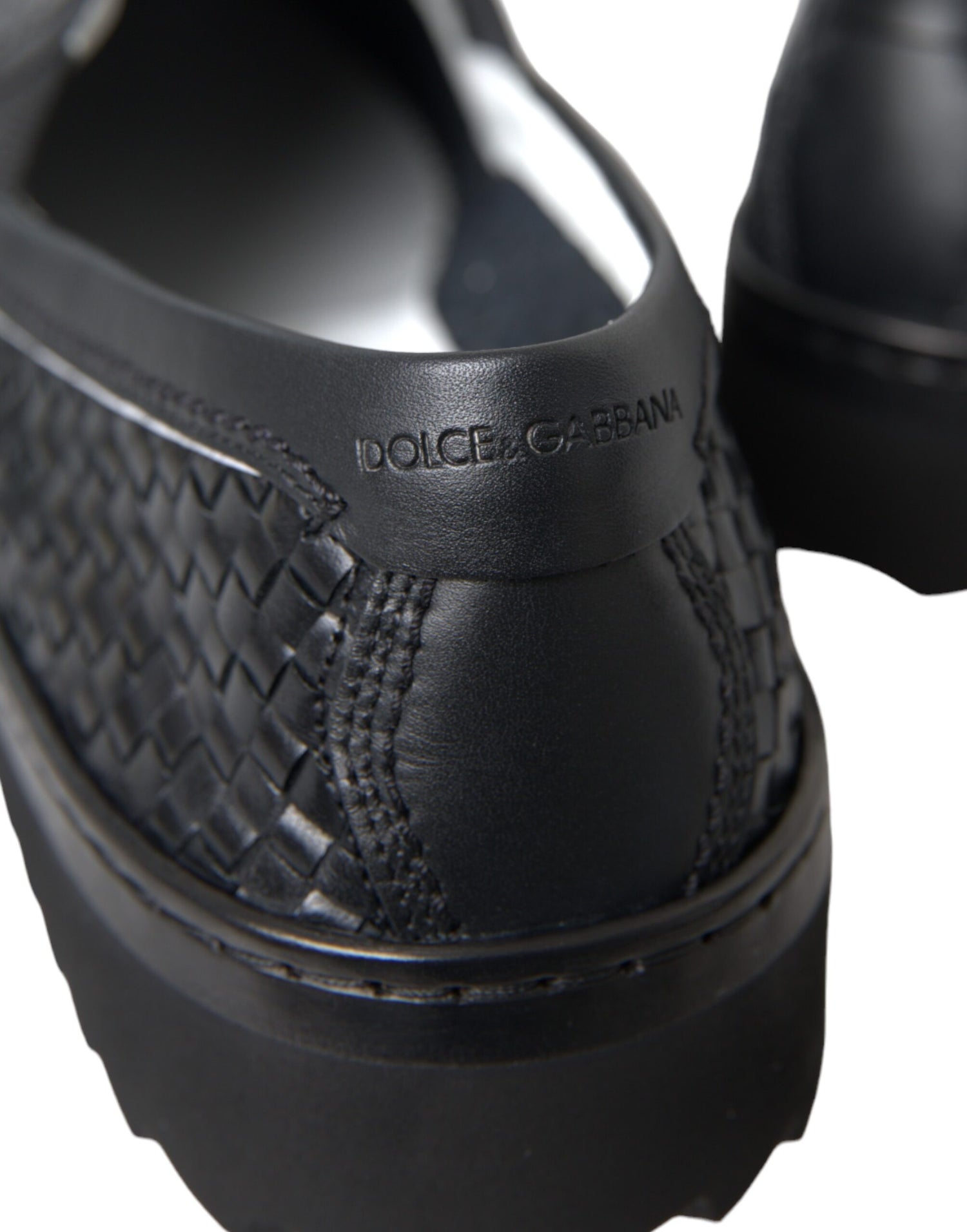 Dolce &amp;amp; Gabbana Svarta Vävda Buffalo Läder Loafers Herrskor