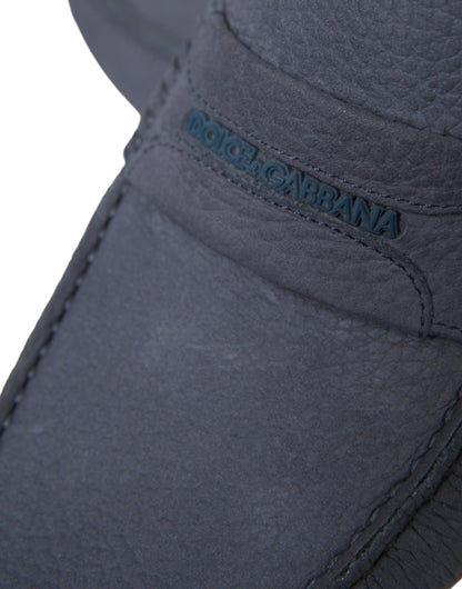 Dolce &amp;amp; Gabbana Blå Kalvskinnsslip-on Mockasinskor