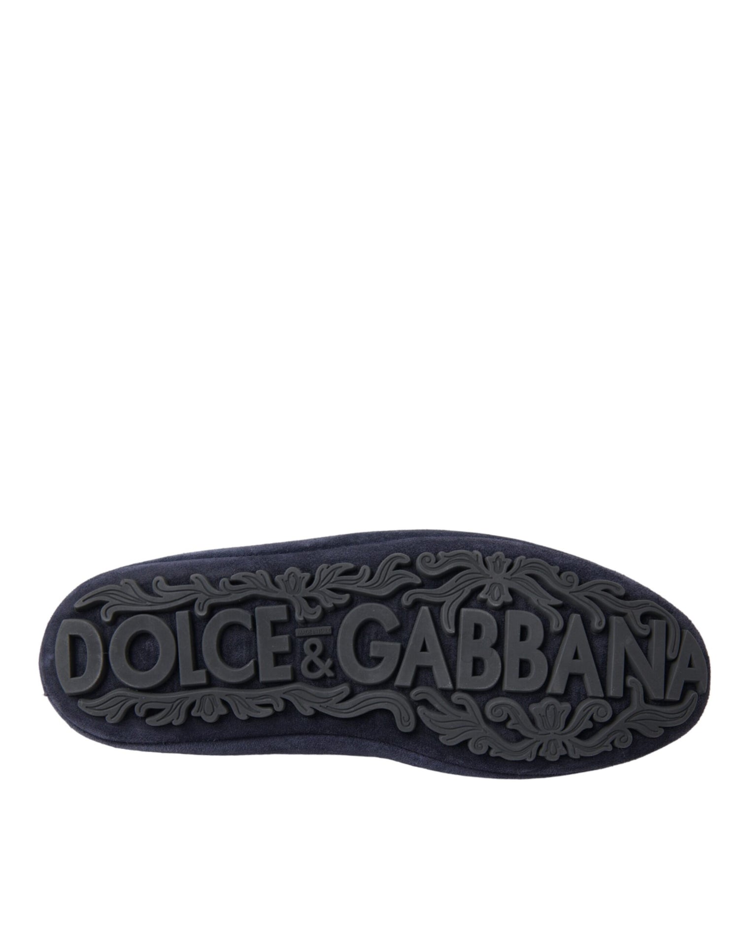 Dolce &amp;amp; Gabbana Blå Lädermocka Kristallkrona Loafers Skor
