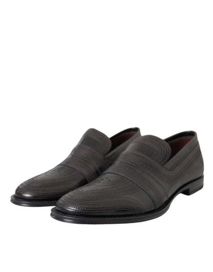 Dolce &amp; Gabbana Black Brown Leather Loafer Men Dress Shoes