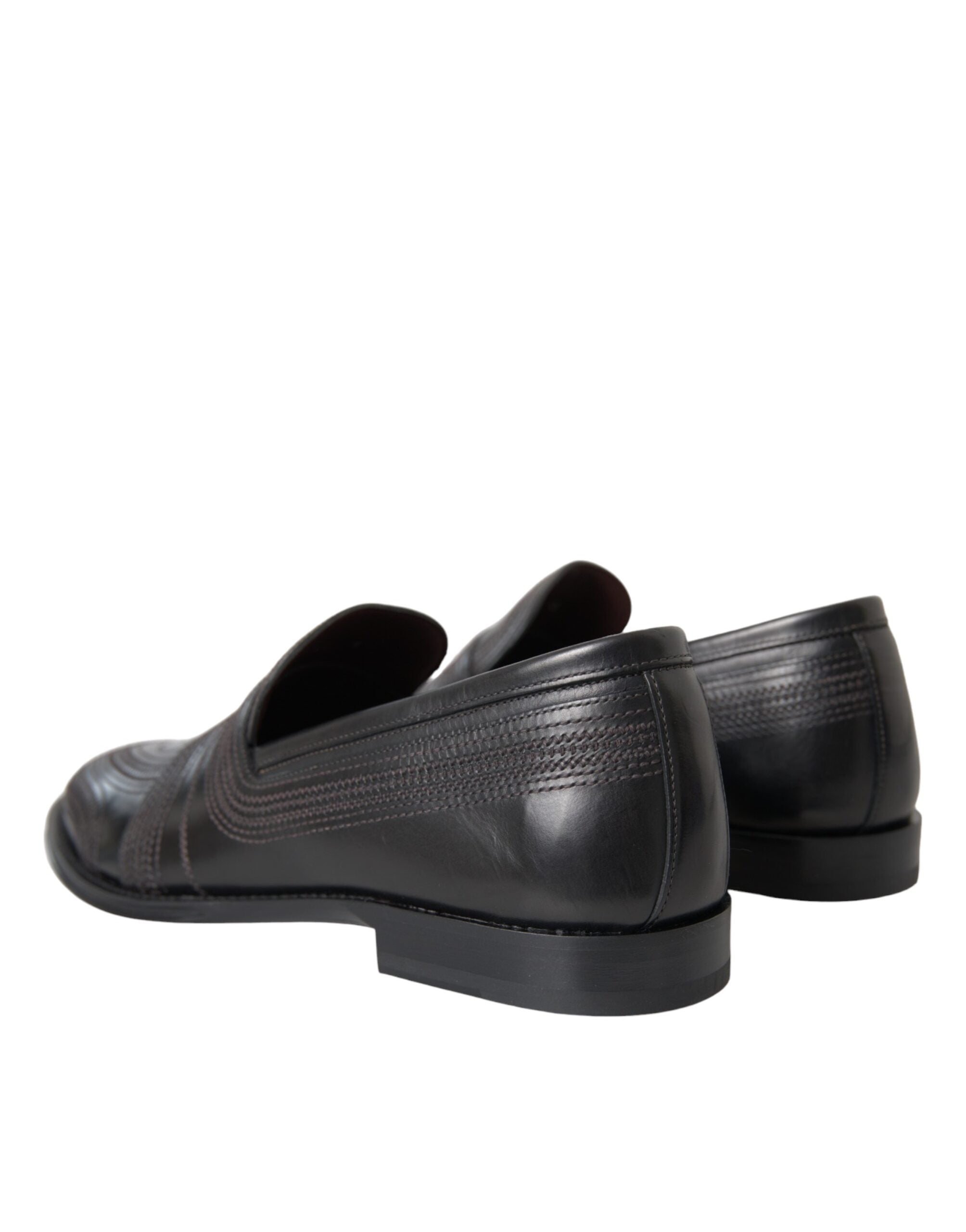 Dolce &amp; Gabbana Black Brown Leather Loafer Men Dress Shoes