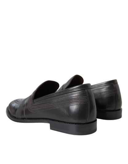 Dolce &amp; Gabbana Black Brown Leather Loafer Men Dress Shoes