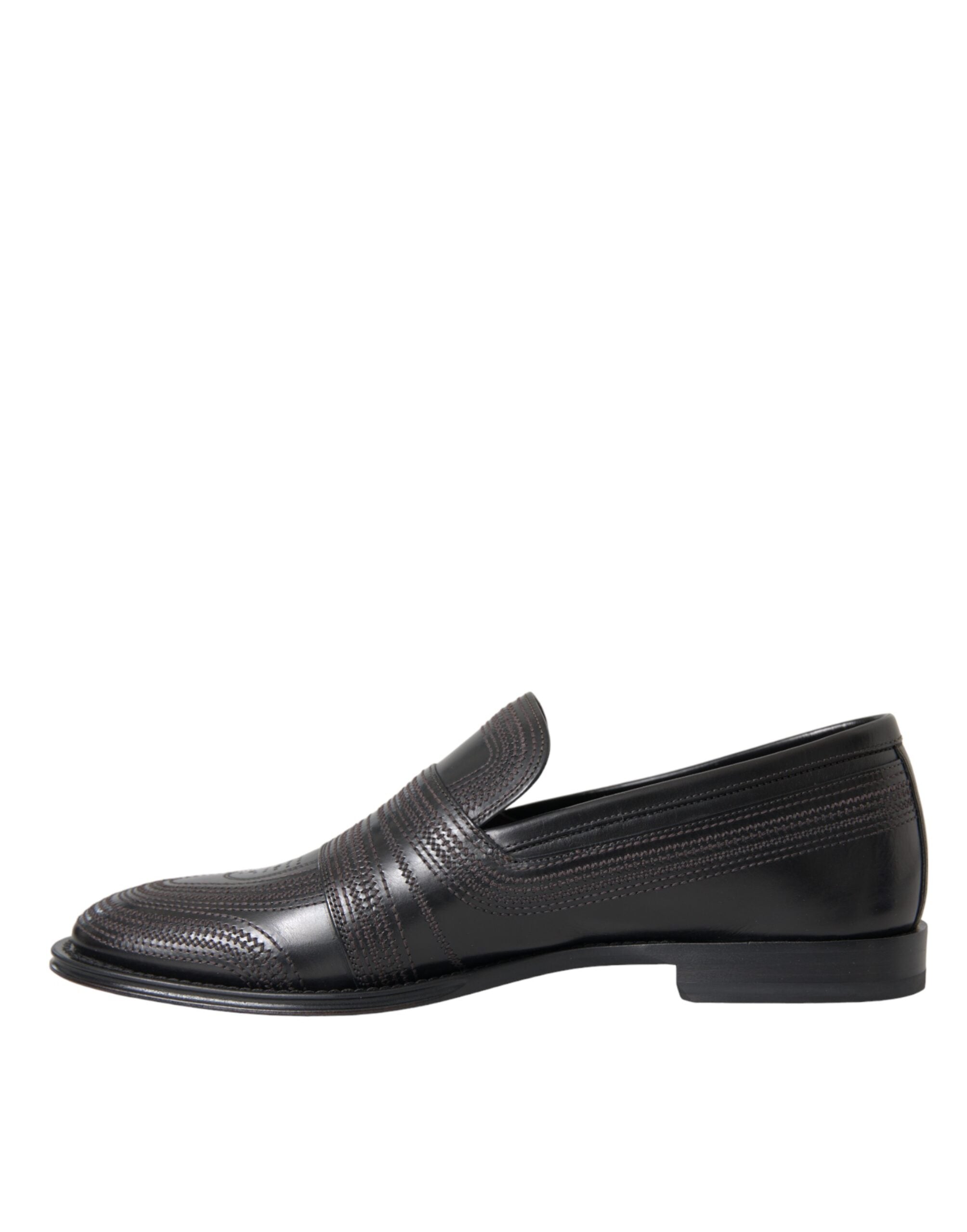 Dolce &amp; Gabbana Black Brown Leather Loafer Men Dress Shoes