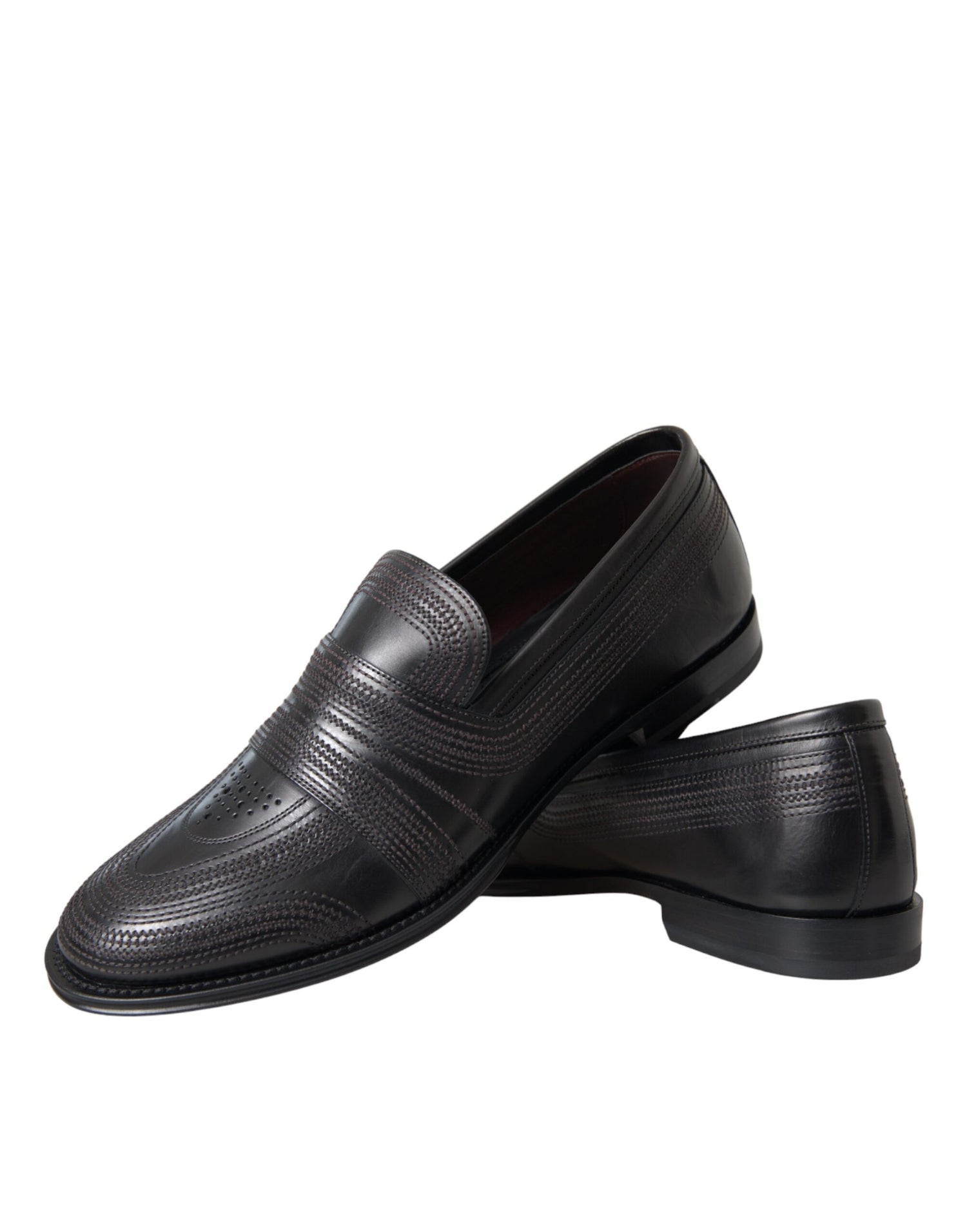 Dolce &amp; Gabbana Black Brown Leather Loafer Men Dress Shoes