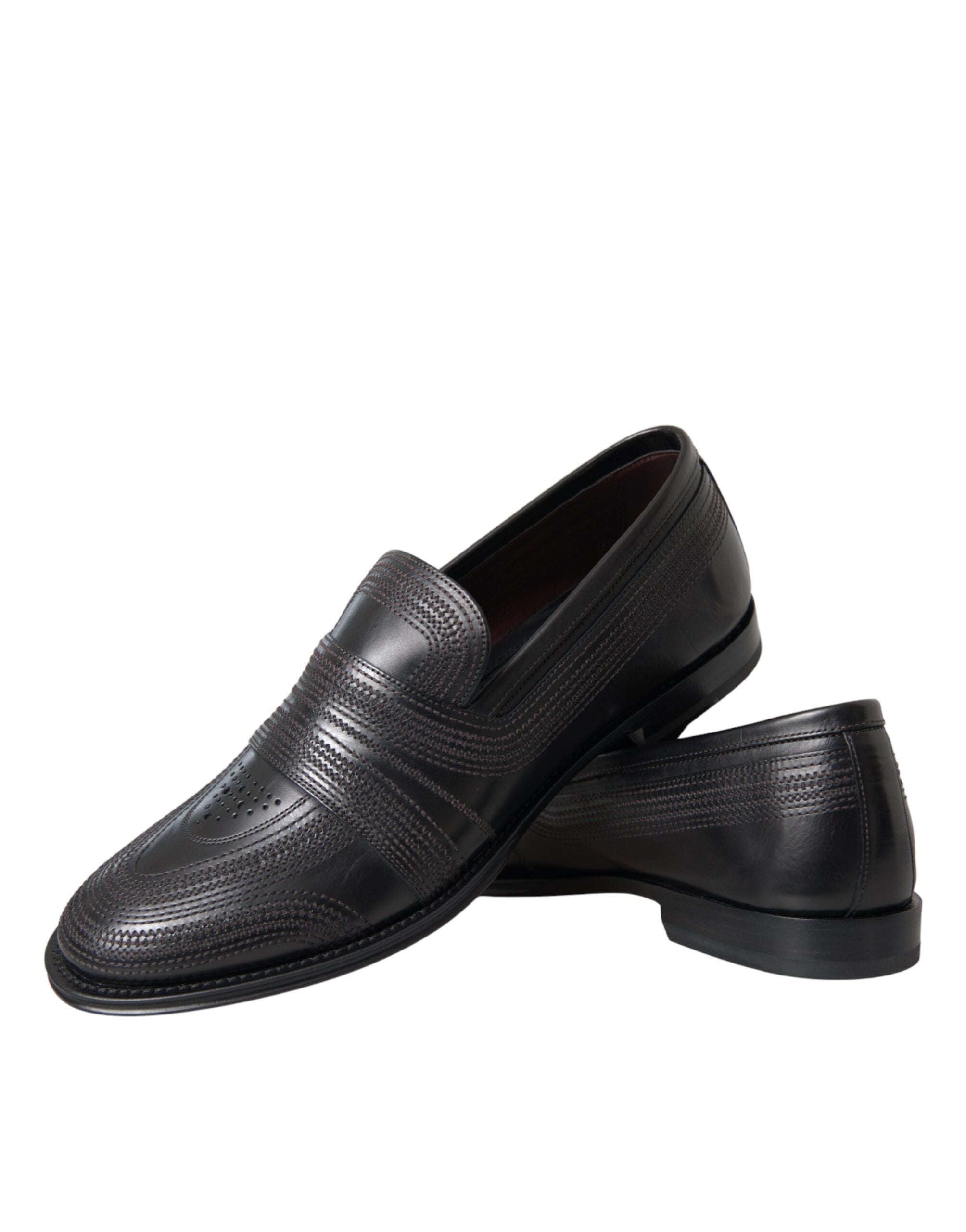 Dolce &amp; Gabbana Black Brown Leather Loafer Men Dress Shoes