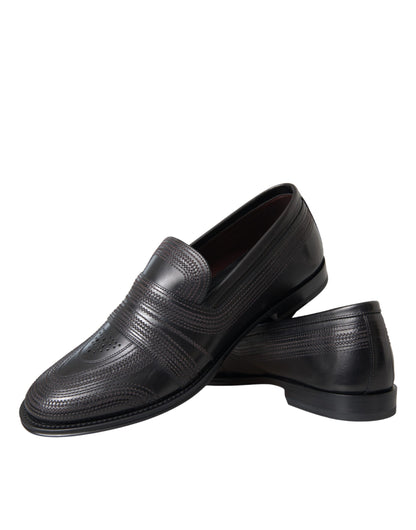 Dolce &amp; Gabbana Black Brown Leather Loafer Men Dress Shoes