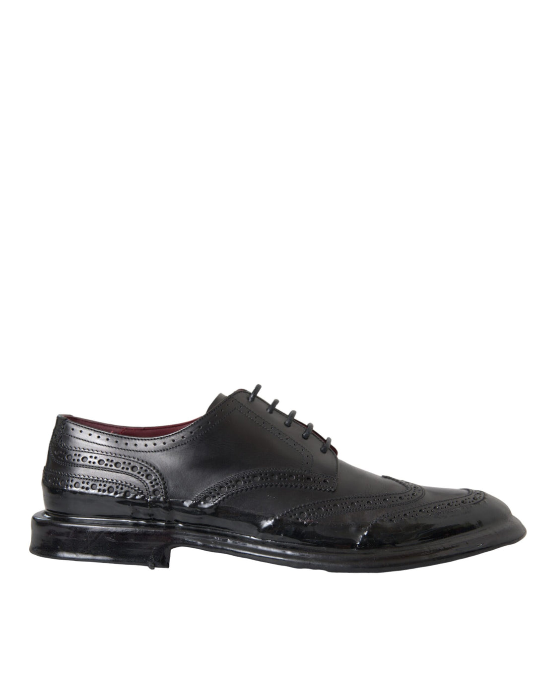 Dolce &amp;amp; Gabbana Svarta Oxford-skor i läder med vingspetsar och vingspetsar för män