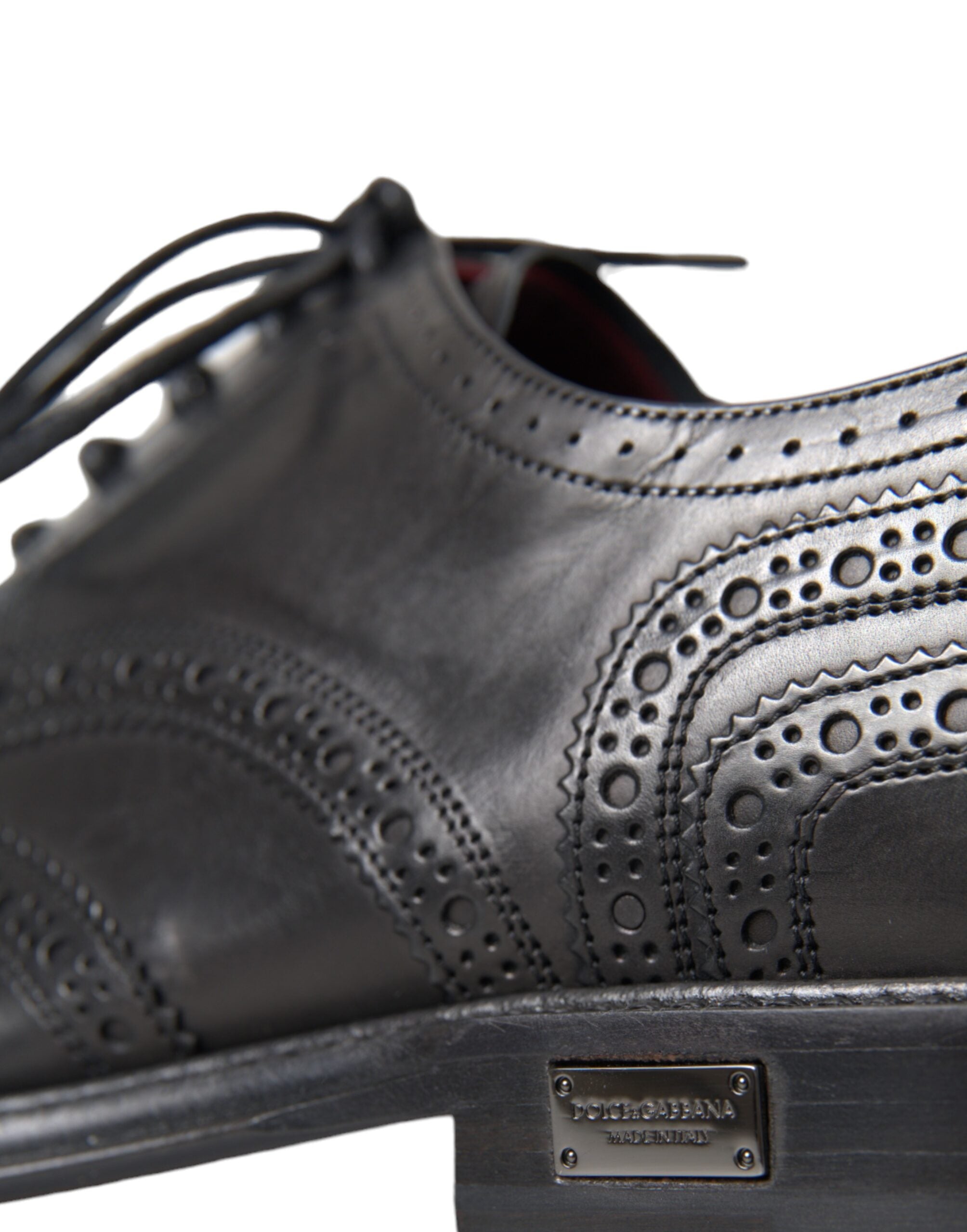Dolce &amp; Gabbana Black Leather Oxford Wingtip Formal Men Shoes