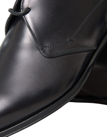 Dolce &amp;amp; Gabbana Svarta Läder Derby Formella Klädskor Herr