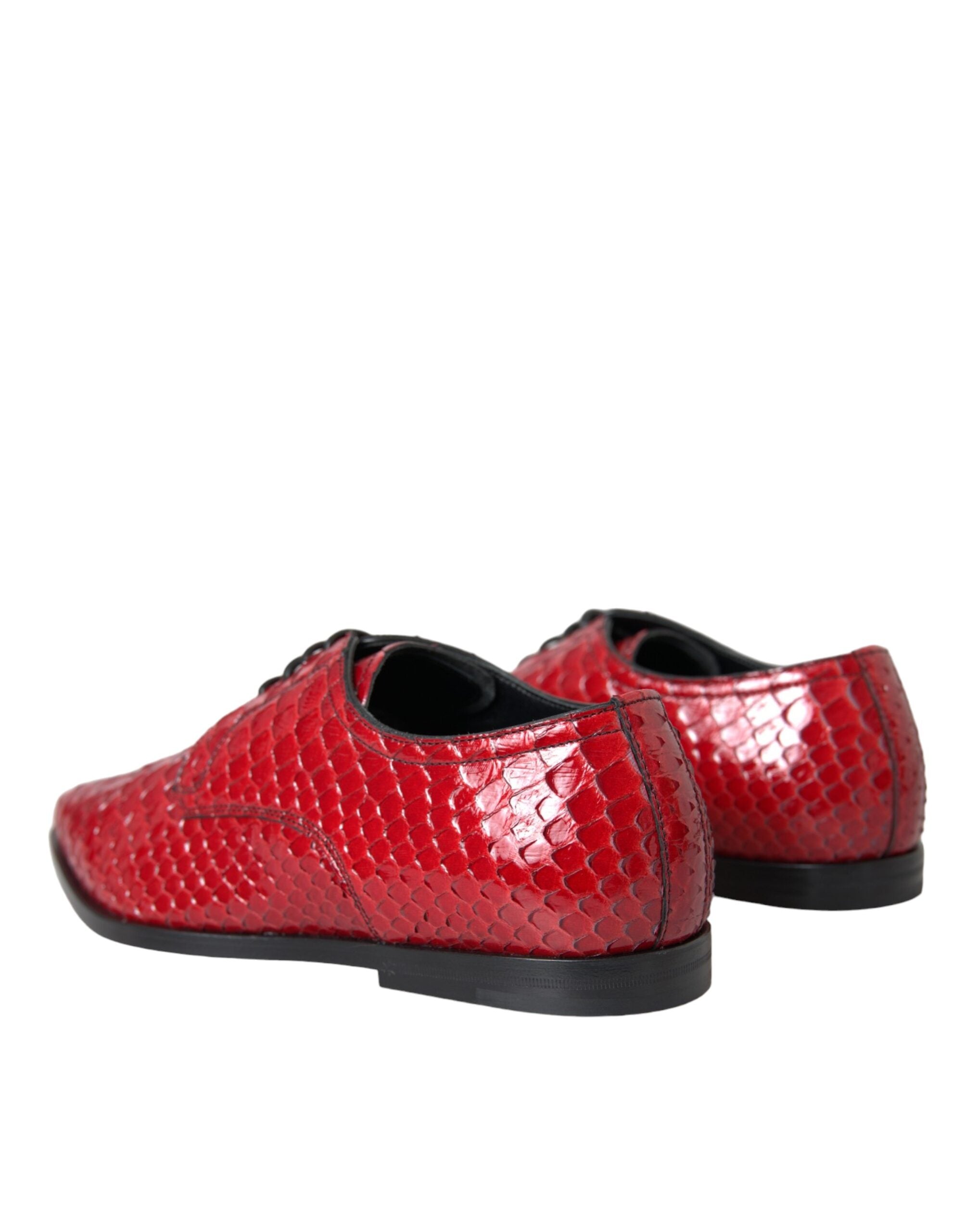 Dolce &amp; Gabbana Red Textured Varnished Derby Men Formal Shoes
