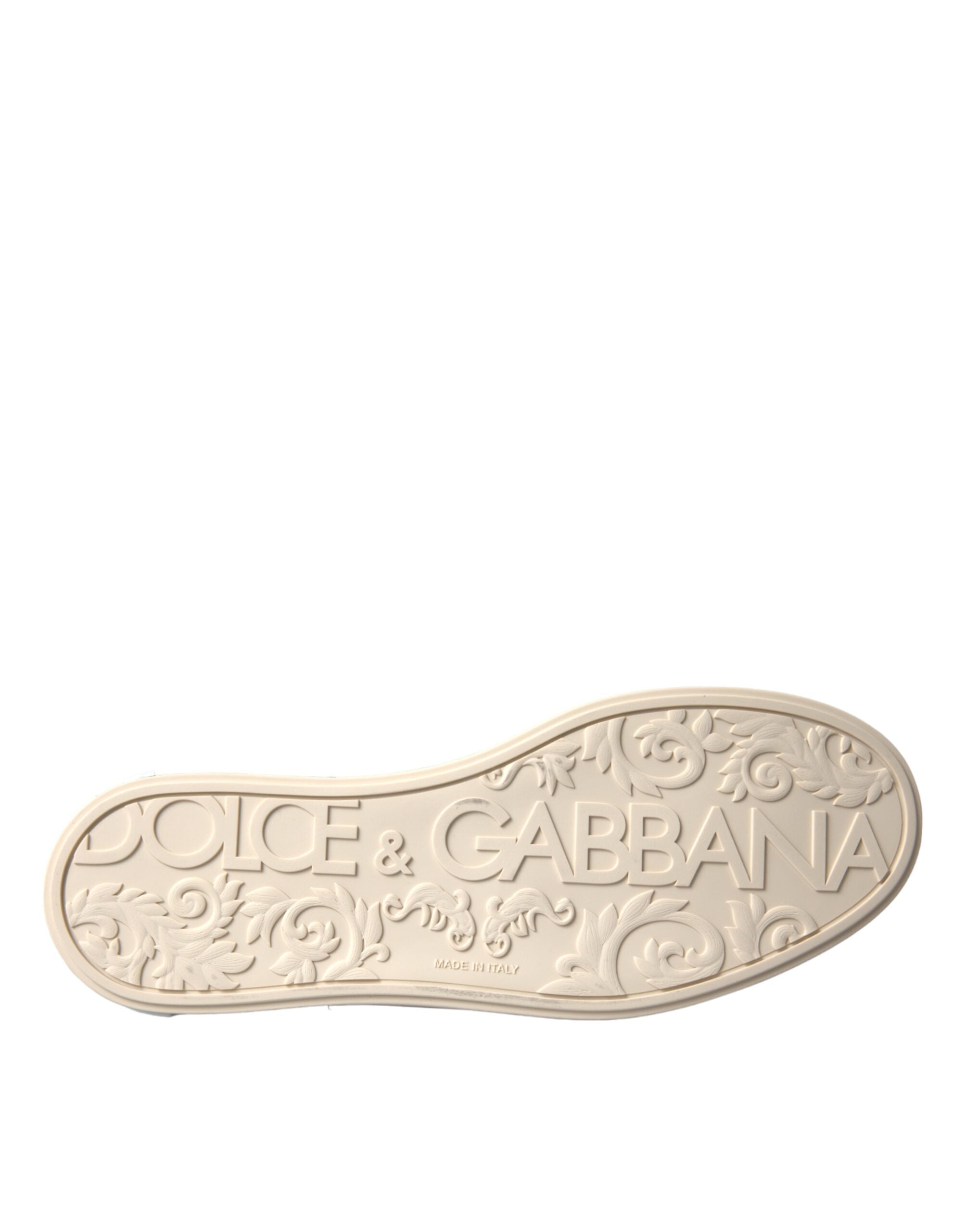 Dolce &amp; Gabbana Silver Portofino Calf Leather Sneakers Men Shoes