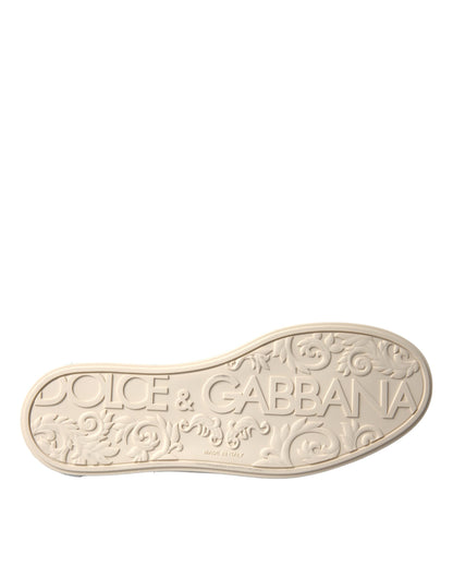 Dolce &amp; Gabbana Silver Portofino Calf Leather Sneakers Men Shoes