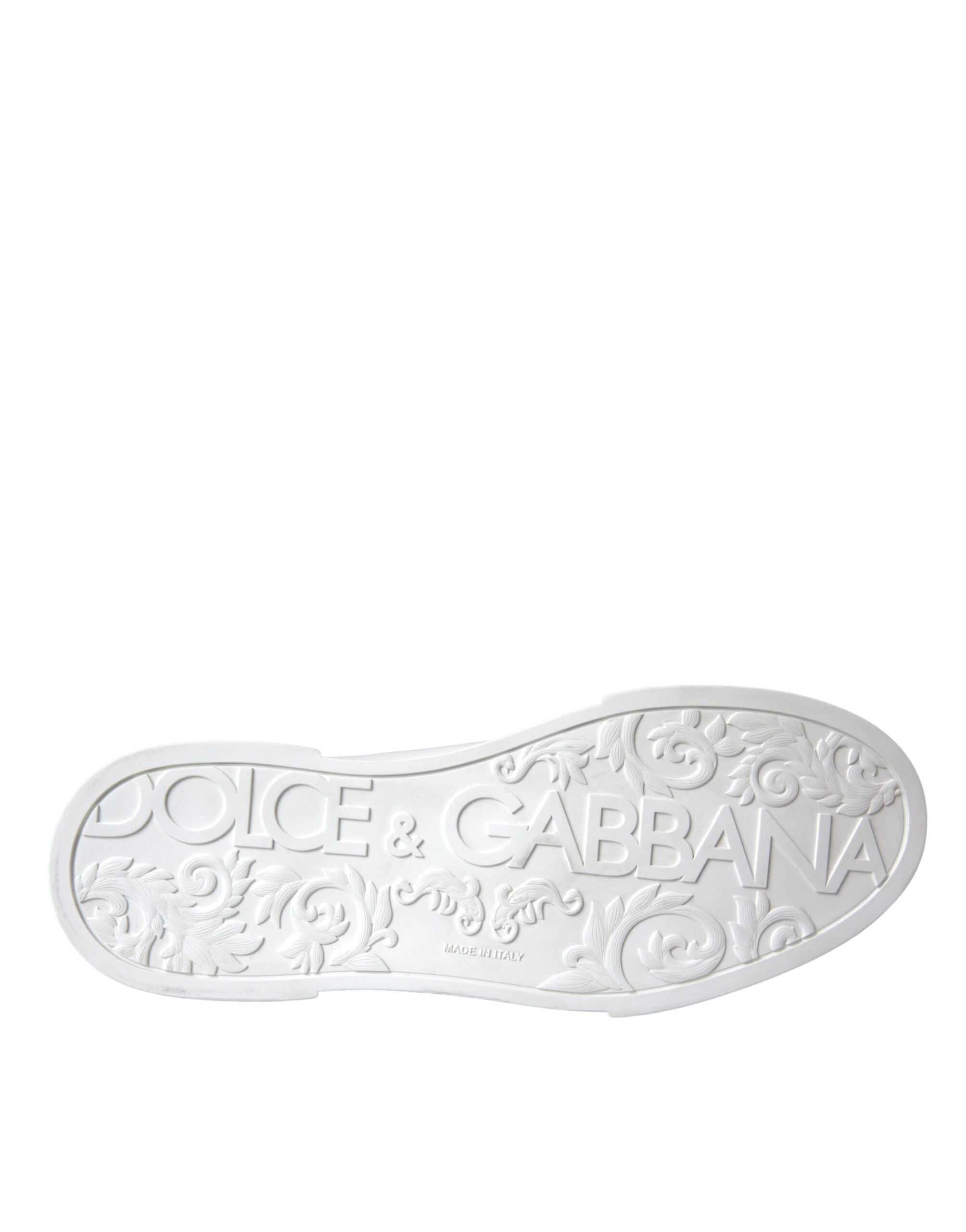 Dolce &amp; Gabbana White Leather DG Logo Casual Low Top Sneakers Shoes