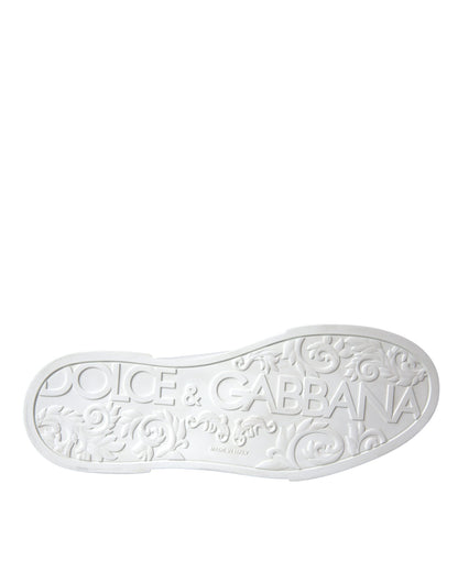 Dolce &amp; Gabbana White Leather DG Logo Casual Low Top Sneakers Shoes
