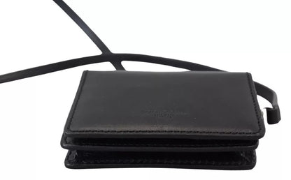 Dolce &amp;amp; Gabbana svart läderplånbok med dubbel axelrem och sling