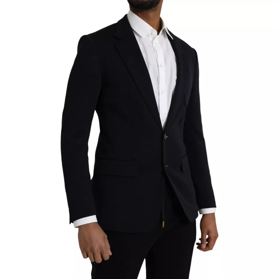 Dolce &amp; Gabbana Blue Wool Notch Single Breasted Coat Blazer