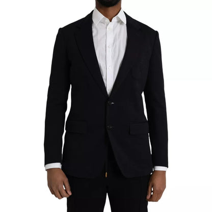 Dolce &amp; Gabbana Blue Wool Notch Single Breasted Coat Blazer
