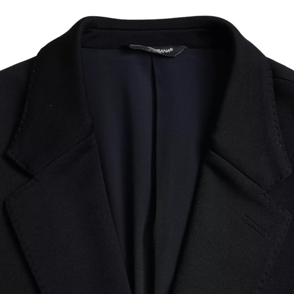 Dolce &amp; Gabbana Blue Wool Notch Single Breasted Coat Blazer