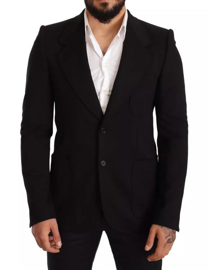 Dolce &amp;amp; Gabbana Svart Ull Slim Fit Kappa Kavaj
