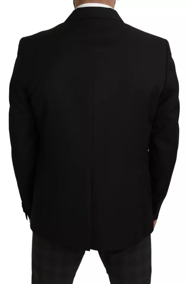 Dolce &amp; Gabbana Black Wool Slim Fit Notch Jacket Blazer