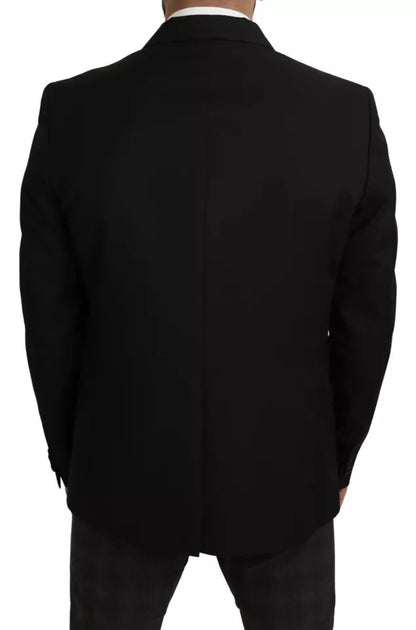 Dolce &amp; Gabbana Black Wool Slim Fit Notch Jacket Blazer