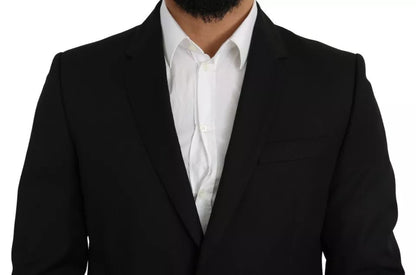 Dolce &amp; Gabbana Black Wool Slim Fit Notch Jacket Blazer