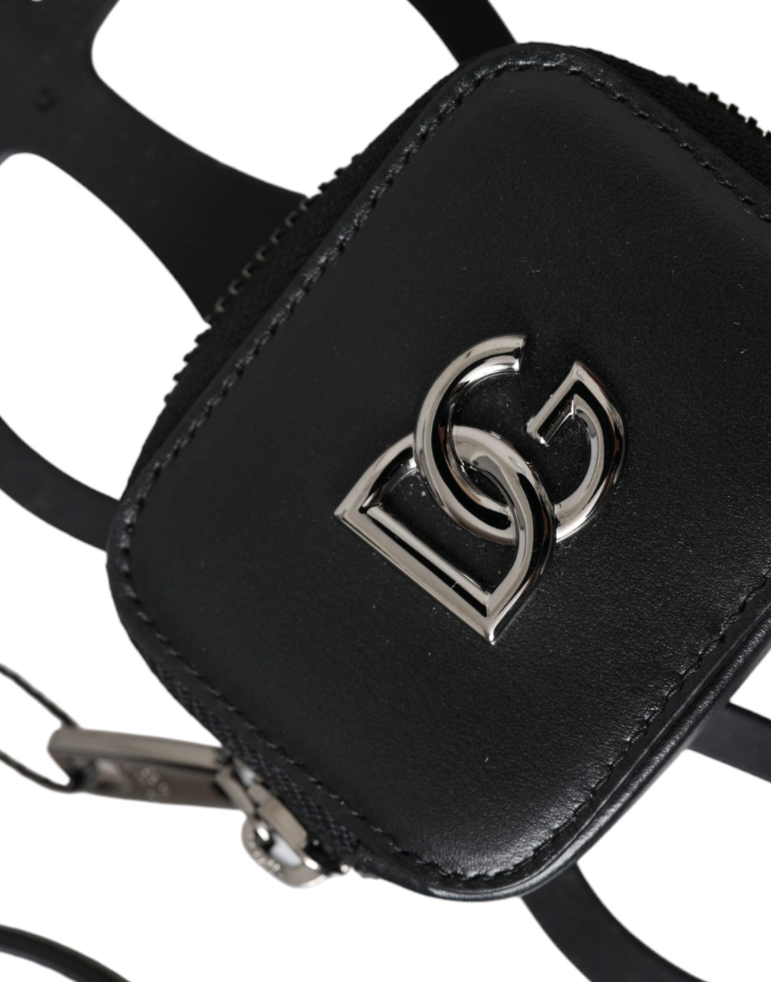 Dolce &amp;amp; Gabbana Svart Kalvskinnsläder DG Logotyp Myntväska Snodd Plånbok