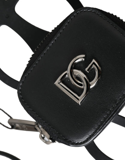 Dolce &amp;amp; Gabbana Svart Kalvskinnsläder DG Logotyp Myntväska Snodd Plånbok