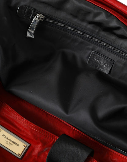 Dolce &amp;amp; Gabbana Röd Nylon Kalvskinn Hand Axelremsväska