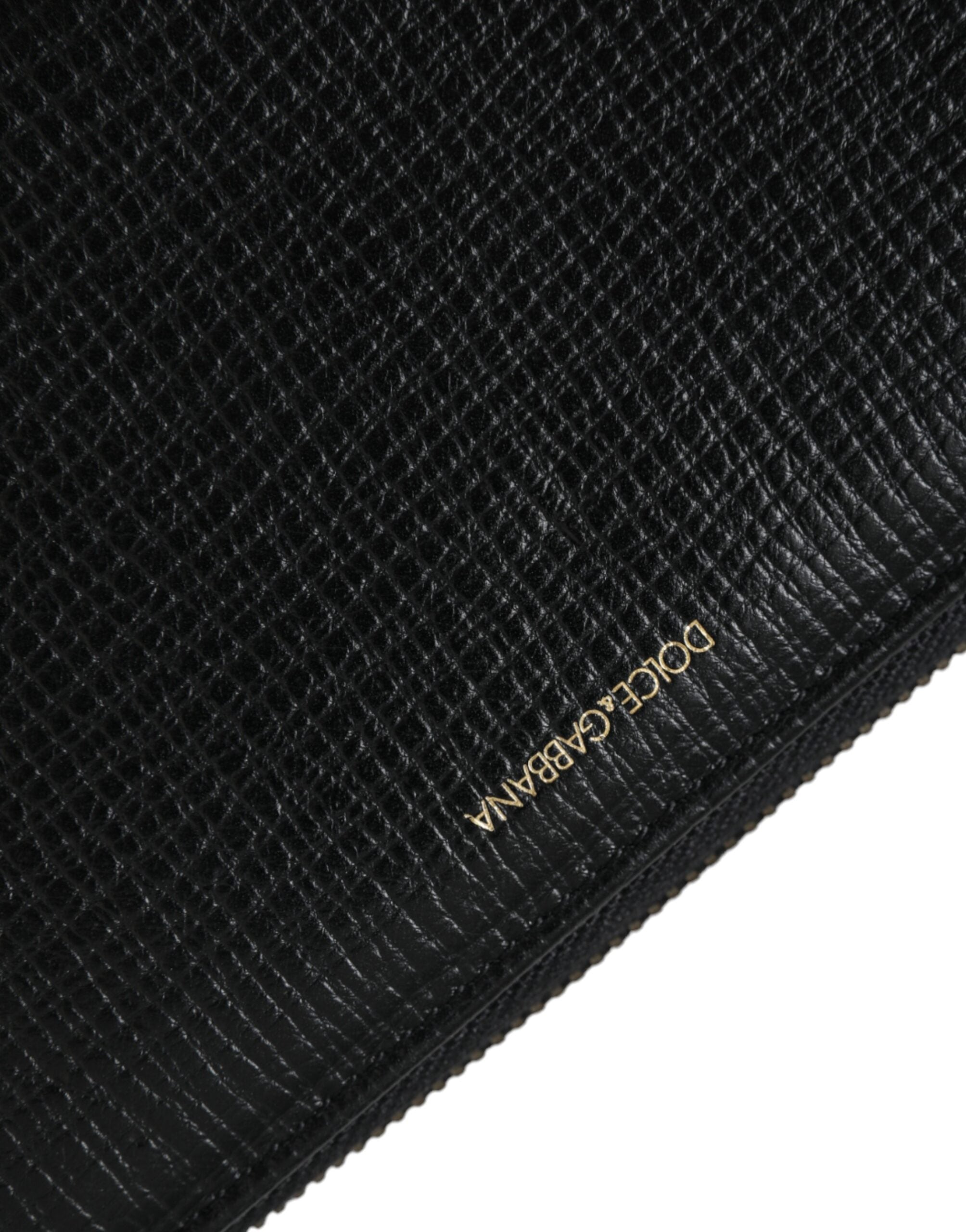 Dolce &amp;amp; Gabbana svart läderplånbok med logotyp och dragkedja runtom
