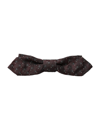 Dolce &amp;amp; Gabbana Rödbrun Sidenmönstrad Fluga med Justerbar Halsringning och Papillon