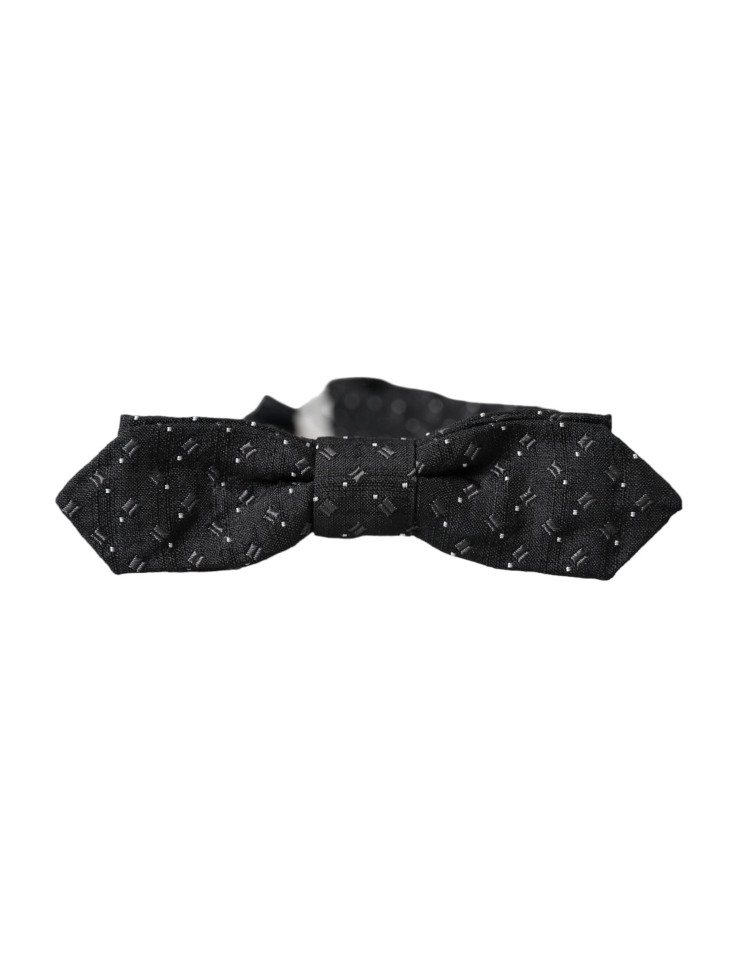 Dolce &amp;amp; Gabbana Svart Sidenmönstrad Justerbar Halsringning Herrfluga Papillon