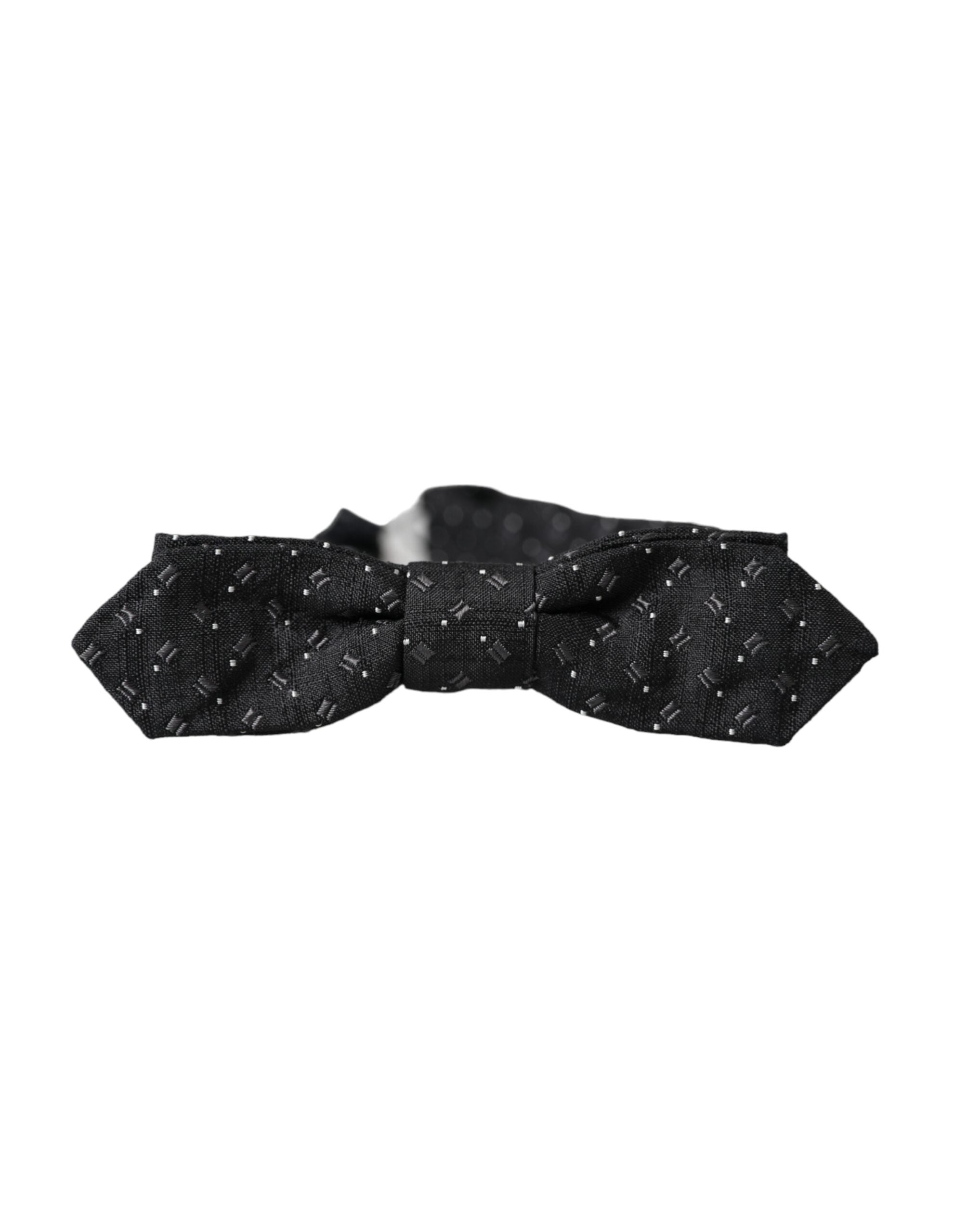 Dolce &amp;amp; Gabbana Svart Sidenmönstrad Justerbar Halsringning Herrfluga Papillon