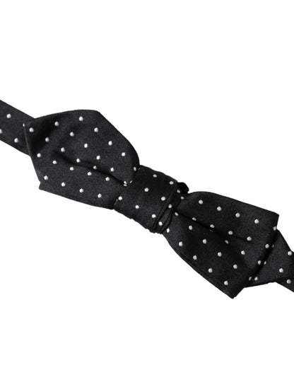 Dolce &amp;amp; Gabbana Svart Sidenprickig Justerbar Halsringning Herrfluga Papillon