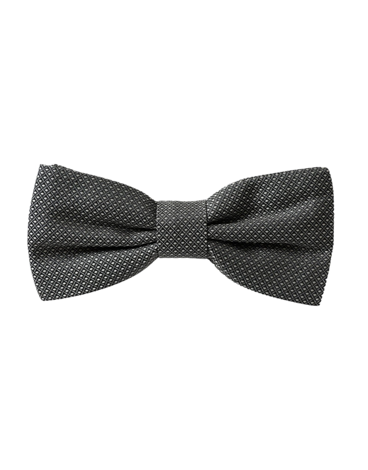 Dolce &amp;amp; Gabbana Grå Sidenmönstrad Justerbar Halsringning Herrfluga Papillon