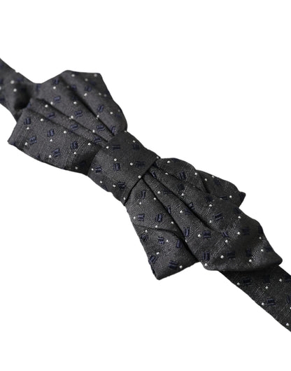 Dolce &amp;amp; Gabbana Svart Sidenmönstrad Justerbar Halsringning Herrfluga Papillon