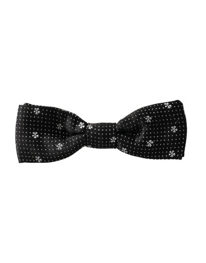 Dolce &amp;amp; Gabbana Svart Siden Blommig Justerbar Halsringning Herrfluga Papillon