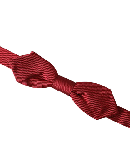 Dolce &amp;amp; Gabbana Röd Sidenjacquard Justerbar Halsringning Herrfluga