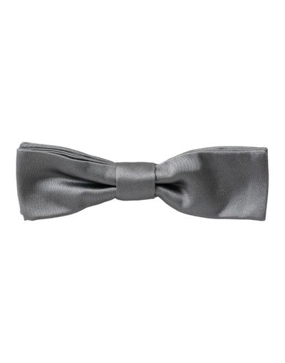 Dolce &amp;amp; Gabbana Grå Satin Siden Justerbar Halsringning Herrfluga Papillon