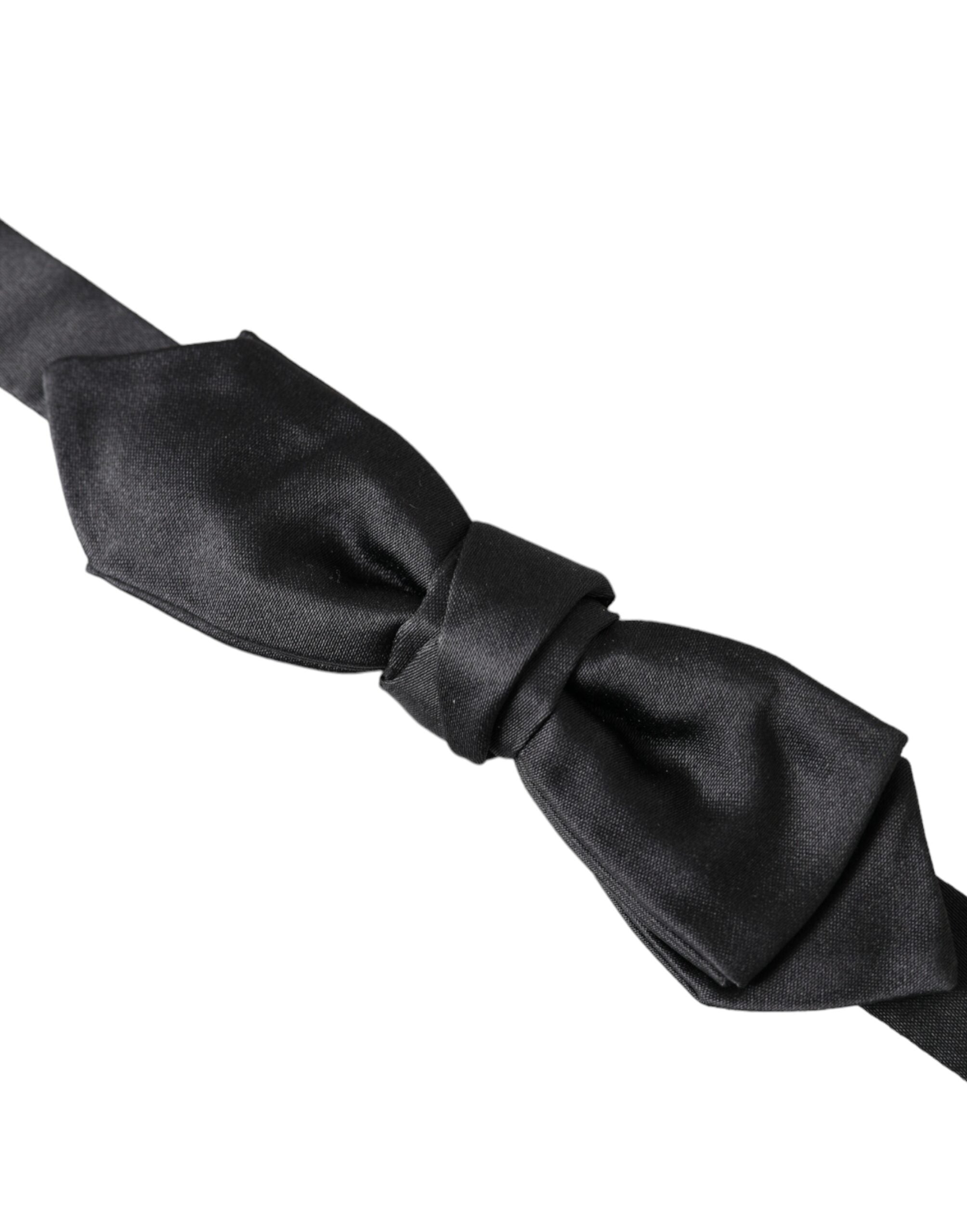 Dolce &amp;amp; Gabbana Svart Satin Siden Justerbar Halsringning Herrfluga