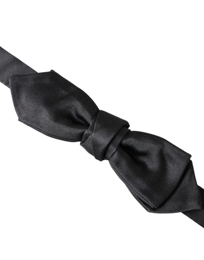 Dolce &amp;amp; Gabbana Svart Satin Siden Justerbar Halsringning Herrfluga