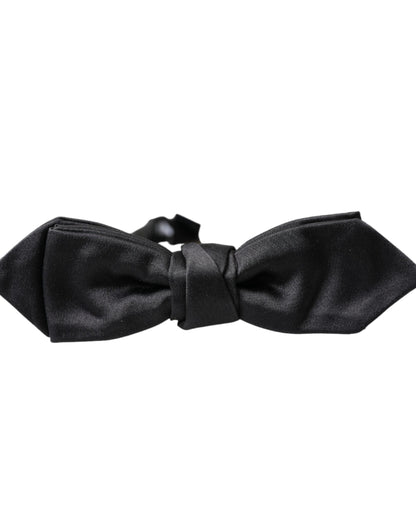 Dolce &amp;amp; Gabbana Svart Satin Siden Justerbar Halsringning Herrfluga