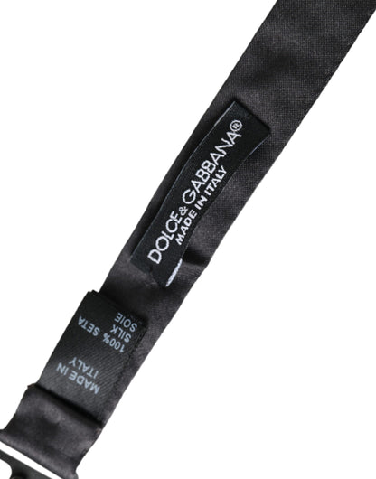 Dolce &amp;amp; Gabbana Svart Satin Siden Justerbar Halsringning Herrfluga