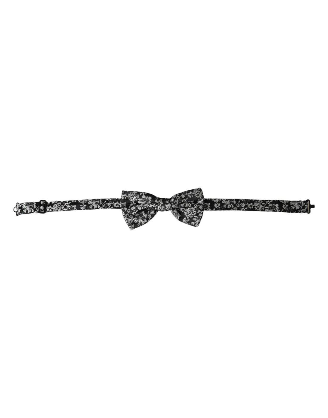 Dolce &amp;amp; Gabbana Svart Blommig Sidenfluga med Justerbar Halsringning för Herrar
