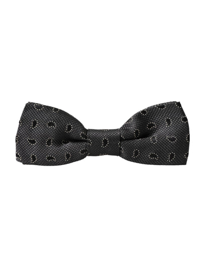 Dolce &amp;amp; Gabbana Svart sidenmönstrad fluga med justerbar halsringning för män
