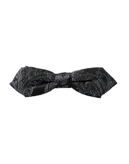 Dolce &amp;amp; Gabbana Svart Sidenjacquard Justerbar Halsringning Herrfluga
