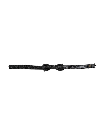 Dolce &amp;amp; Gabbana Svart Sidenjacquard Justerbar Halsringning Herrfluga