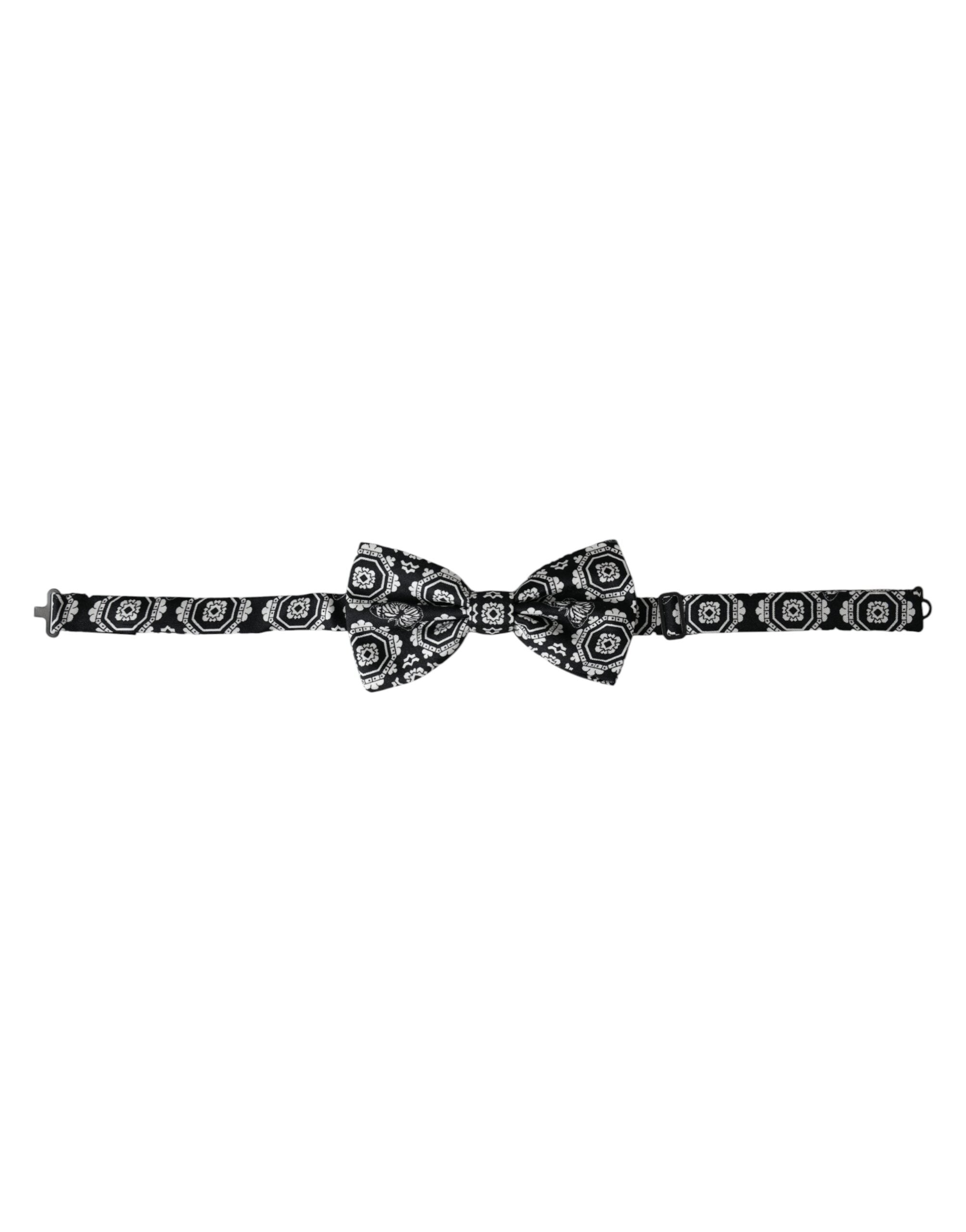 Dolce &amp;amp; Gabbana Svartvit Mönstrad Justerbar Halsringning Herrfluga