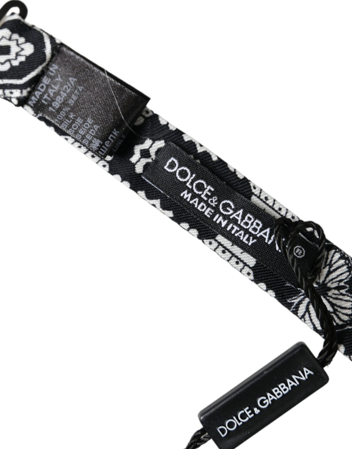 Dolce &amp;amp; Gabbana Svartvit Mönstrad Justerbar Halsringning Herrfluga