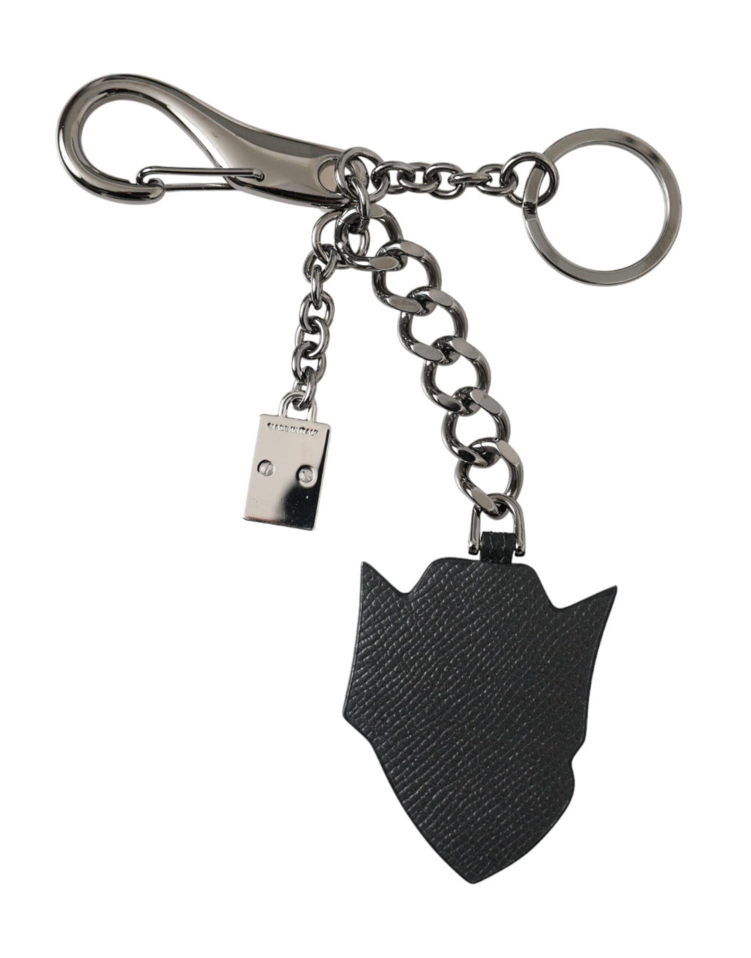 Dolce &amp;amp; Gabbana Black Prince Nyckelring med Nitar och Logotyp i Silvermässing